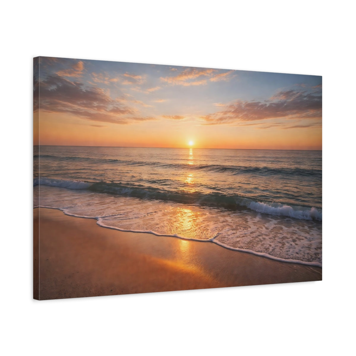 Nature Ocean Sunset Golden - Canvas Wall Art Print