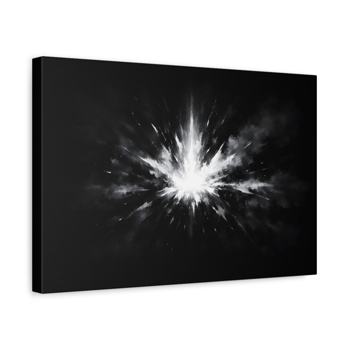 Dark Dramatic Black White Art Light Burst Abstract - Canvas Wall Art Print