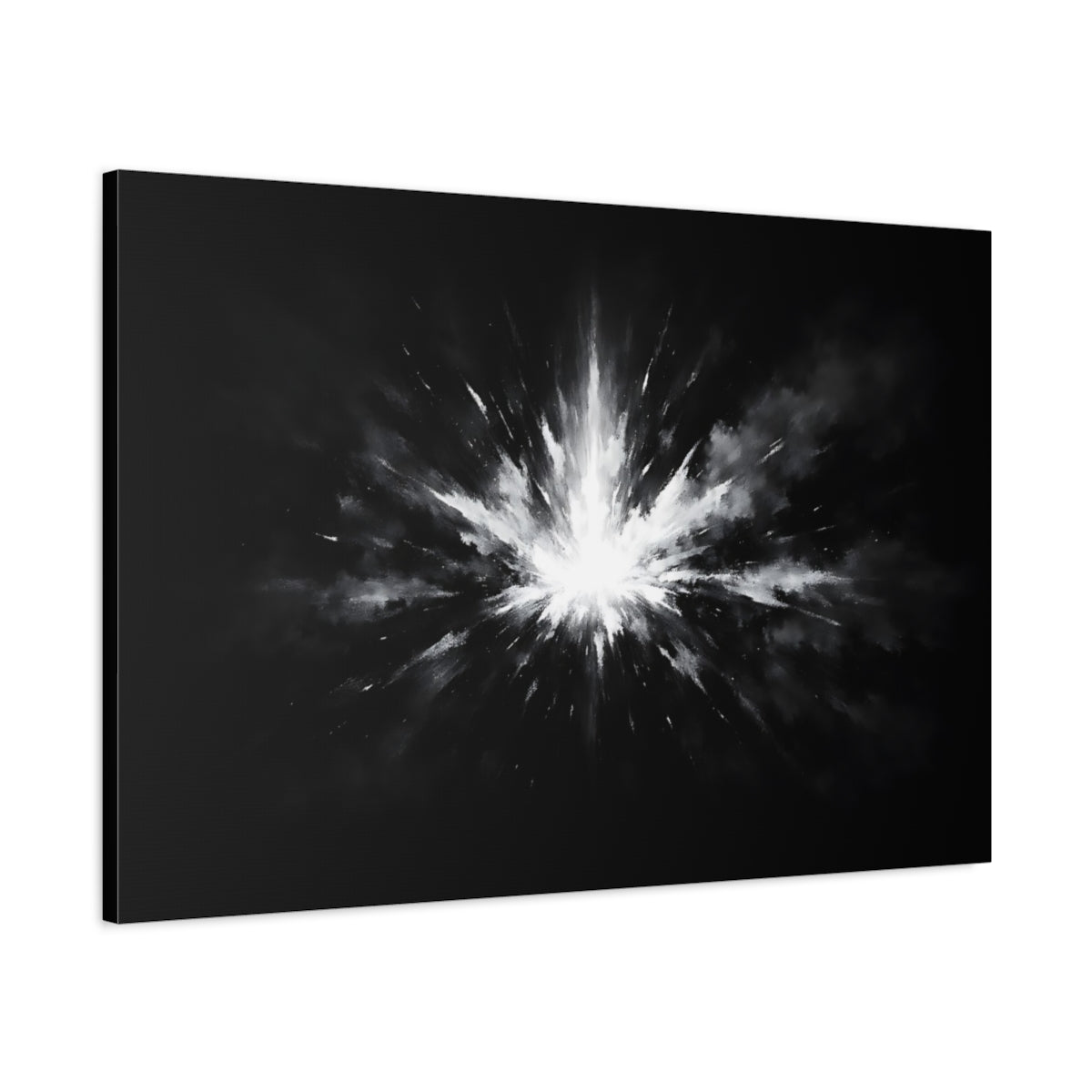 Dark Dramatic Black White Art Light Burst Abstract - Canvas Wall Art Print