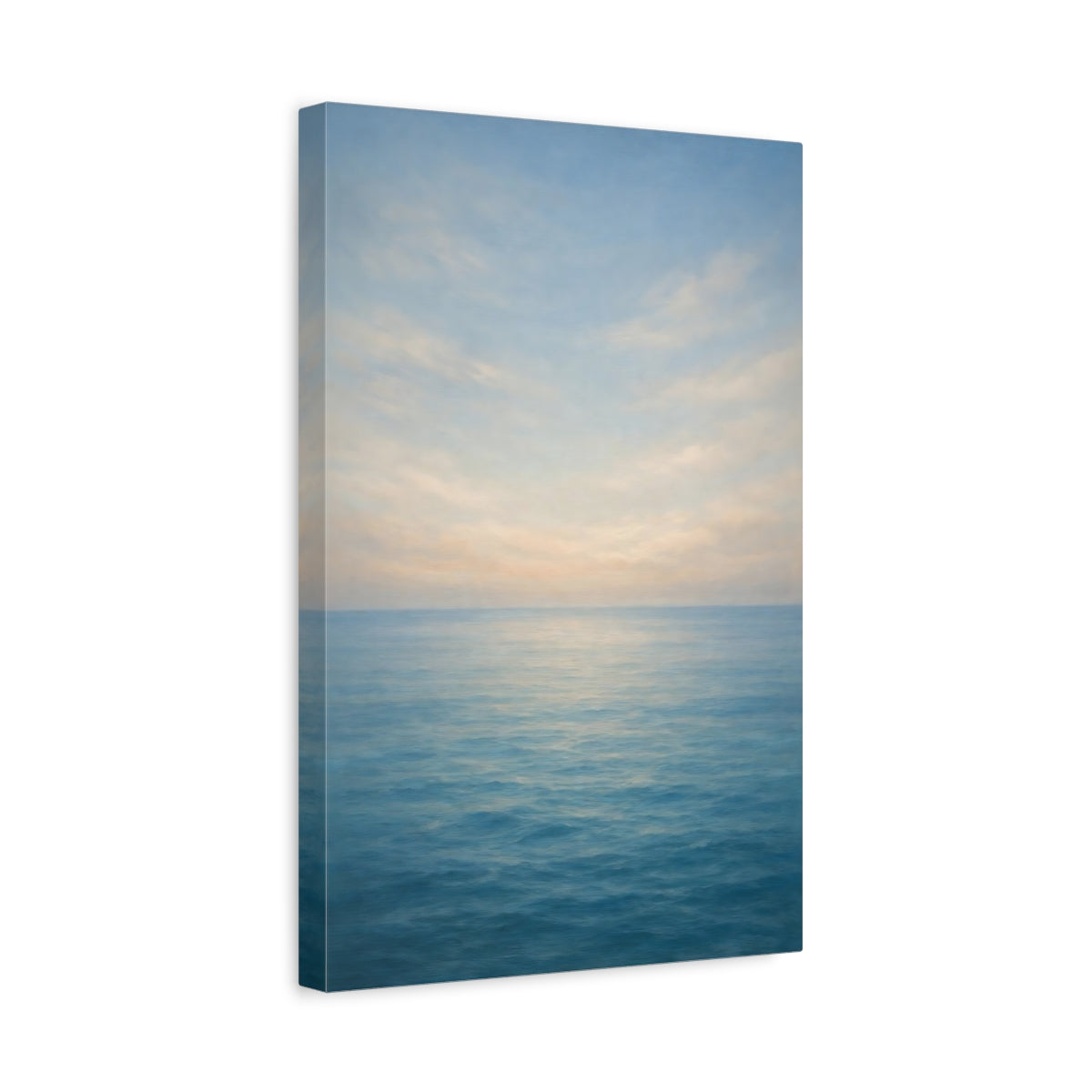 Side Mockup 4. Nature Ocean Blue Ocean Sky shown as stretched canvas wall art