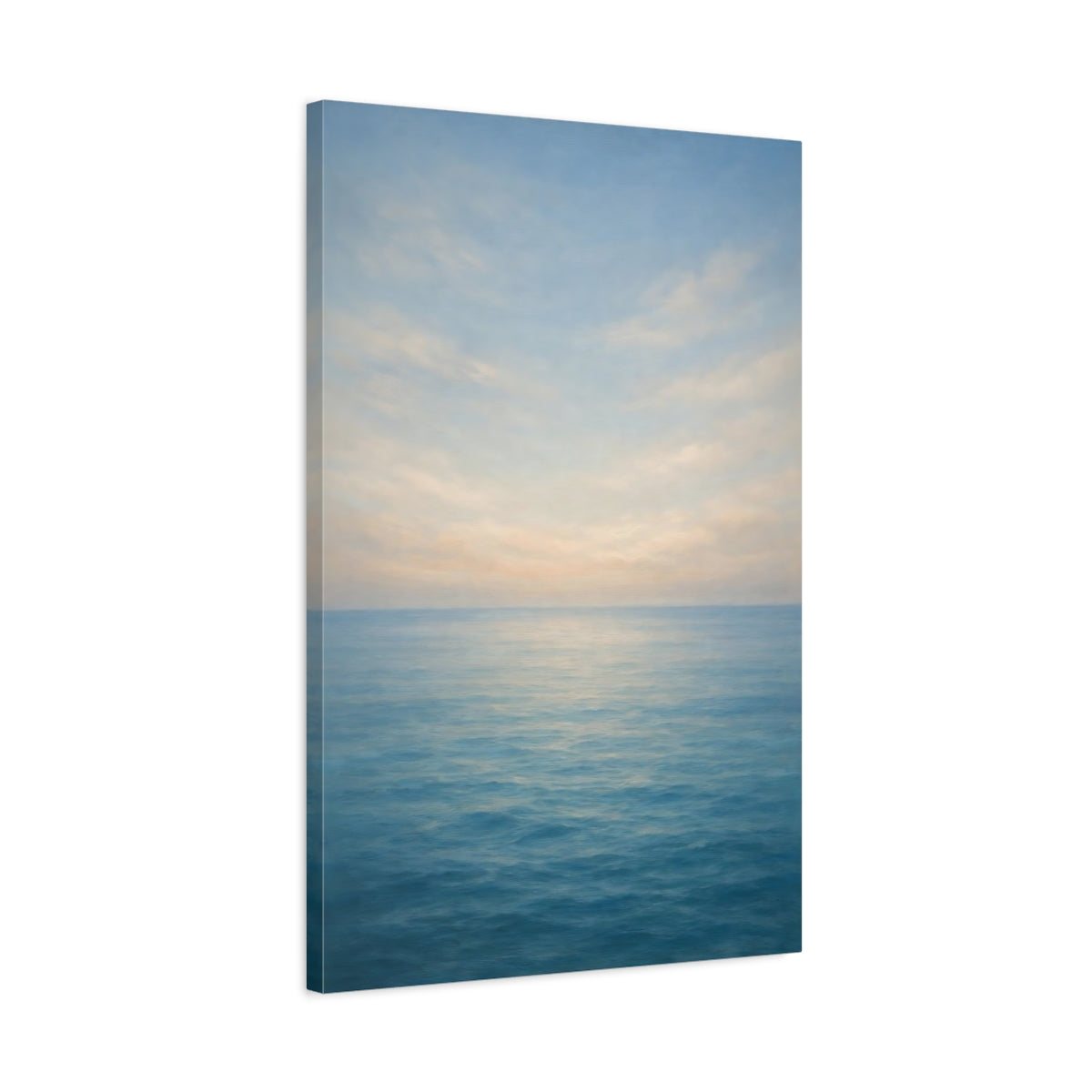 Side Mockup 2. Nature Ocean Blue Ocean Sky shown as stretched canvas wall art