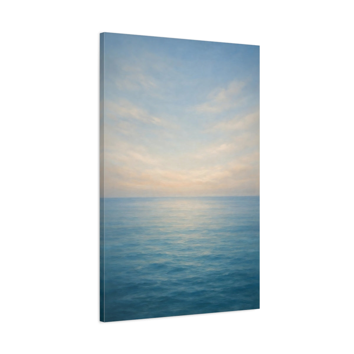 Side Mockup 1. Nature Ocean Blue Ocean Sky shown as stretched canvas wall art