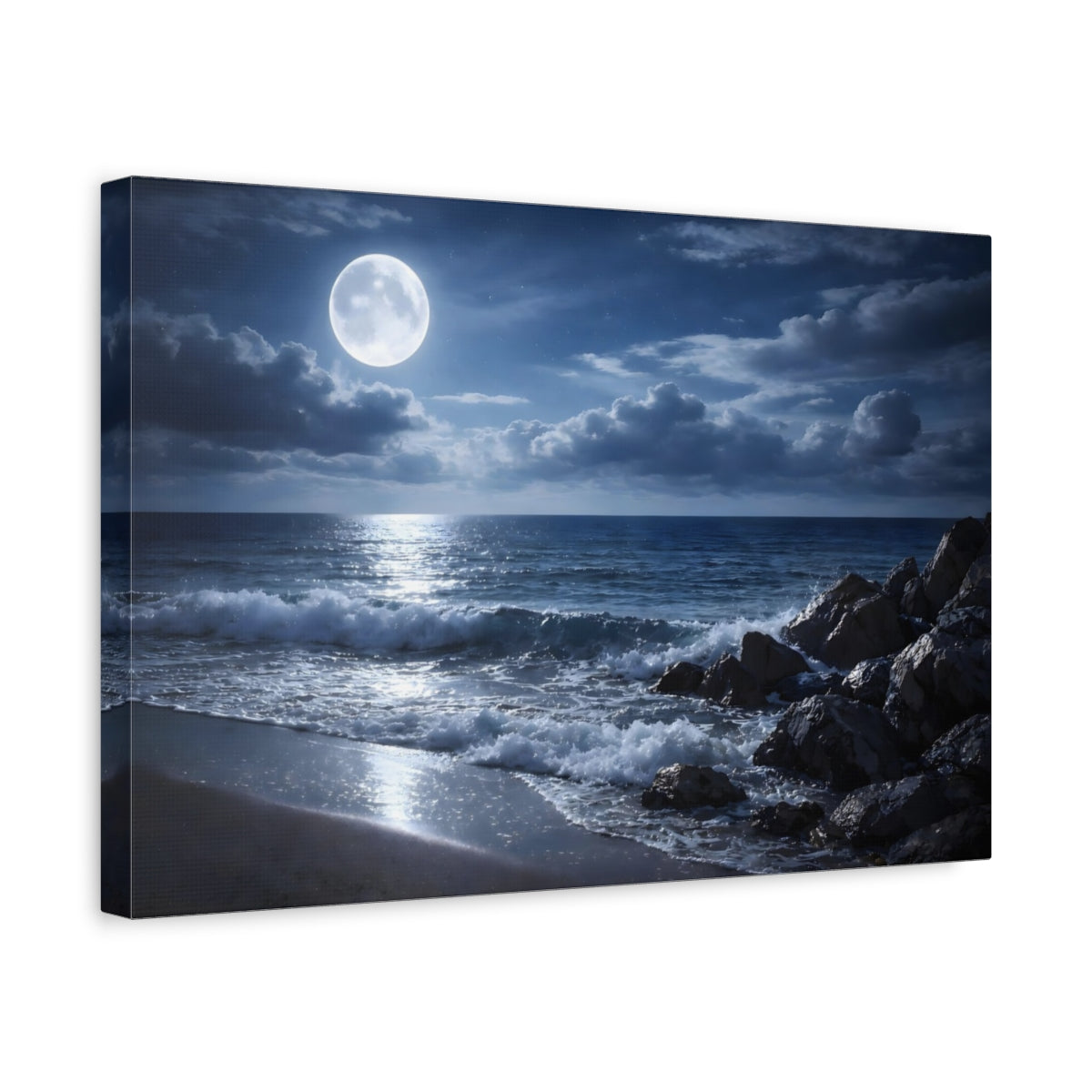 Nature Moonlit Ocean Seascape - Canvas Wall Art Print