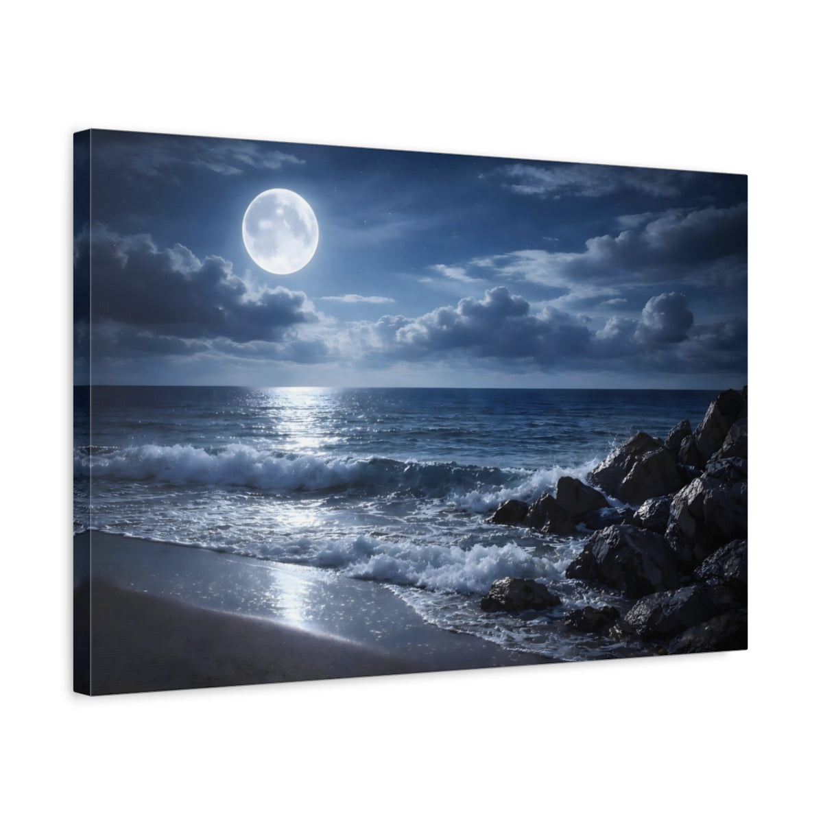 Nature Moonlit Ocean Seascape - Canvas Wall Art Print