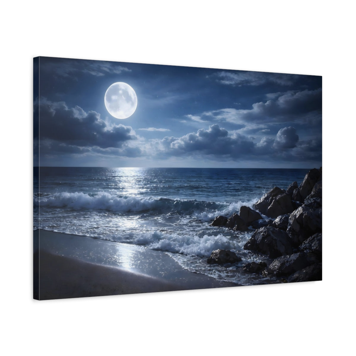 Nature Moonlit Ocean Seascape - Canvas Wall Art Print