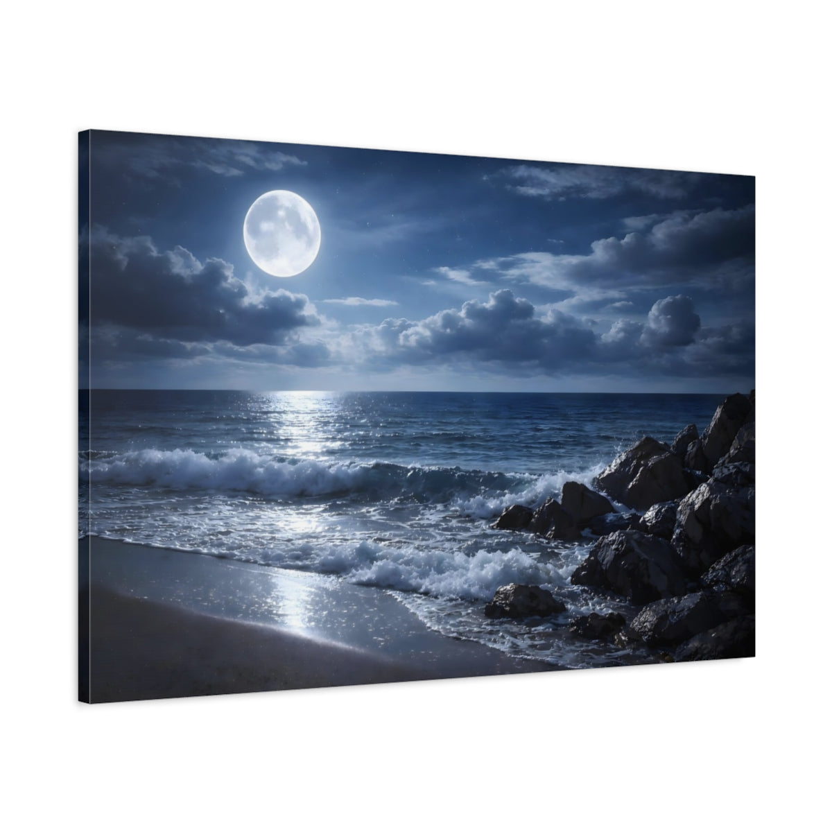 Nature Moonlit Ocean Seascape - Canvas Wall Art Print