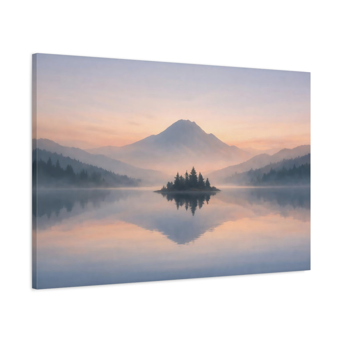 Nature Layered Abstract Mountain Lake - Canvas Wall Art Print