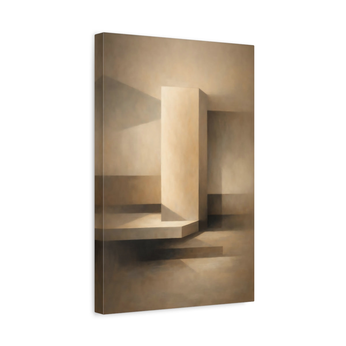 Side Mockup 4. Abstract Geometric Forms Neutral Geometric shown as stretched canvas wall art