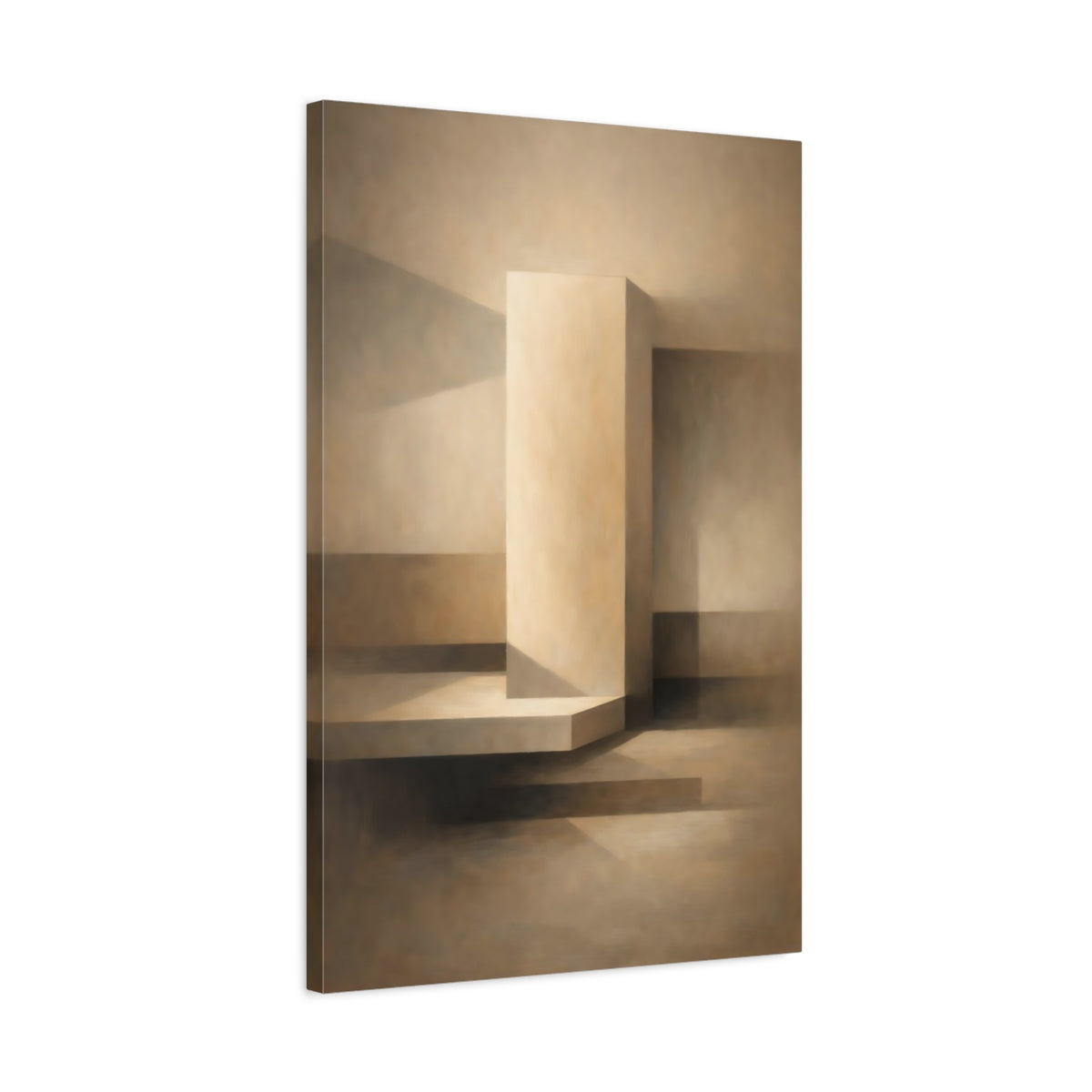 Side Mockup 2. Abstract Geometric Forms Neutral Geometric shown as stretched canvas wall art