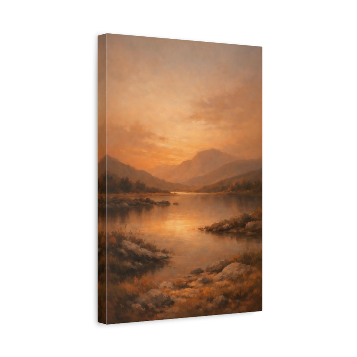 Side Mockup 4. Organic Burnt Orange Subtle Accent shown as stretched canvas wall art