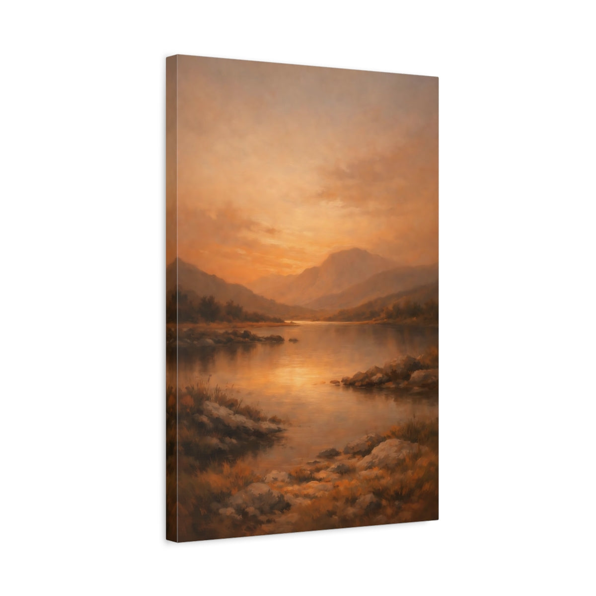Side Mockup 3. Organic Burnt Orange Subtle Accent shown as stretched canvas wall art