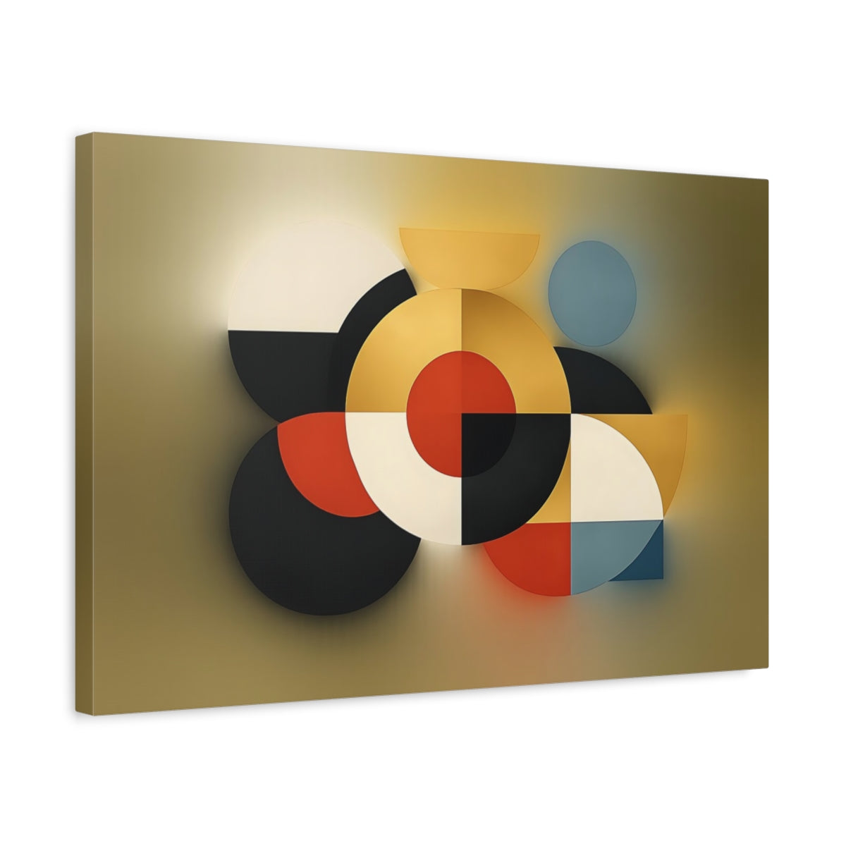 Vintage Geometric Circles Shapes Abstract - Canvas Wall Art Print