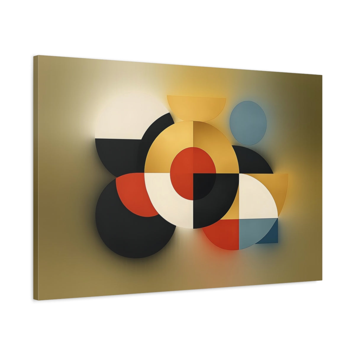 Vintage Geometric Circles Shapes Abstract - Canvas Wall Art Print