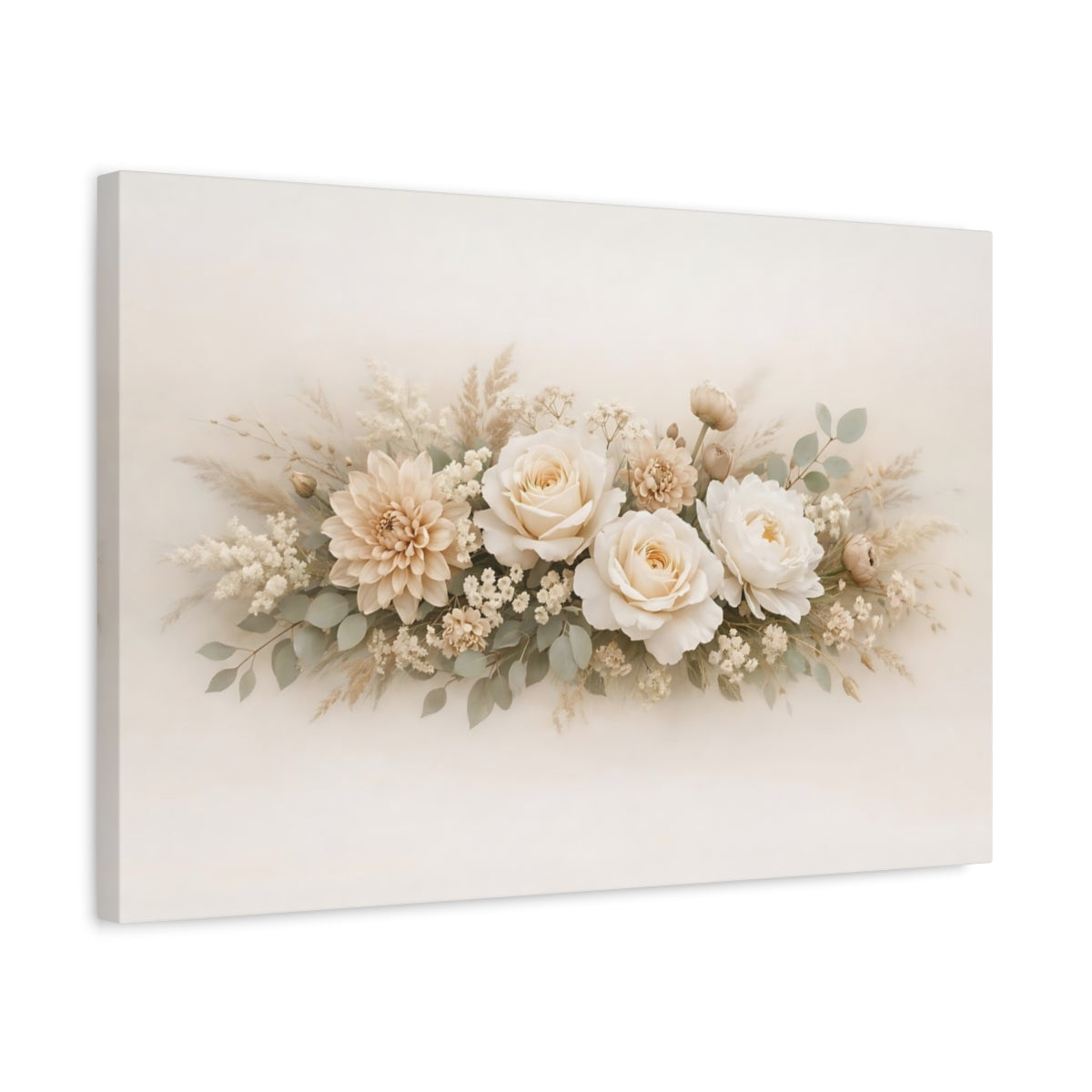 Floral Neutral Botanicals Flower Arrangement - Canvas Wall Art Print