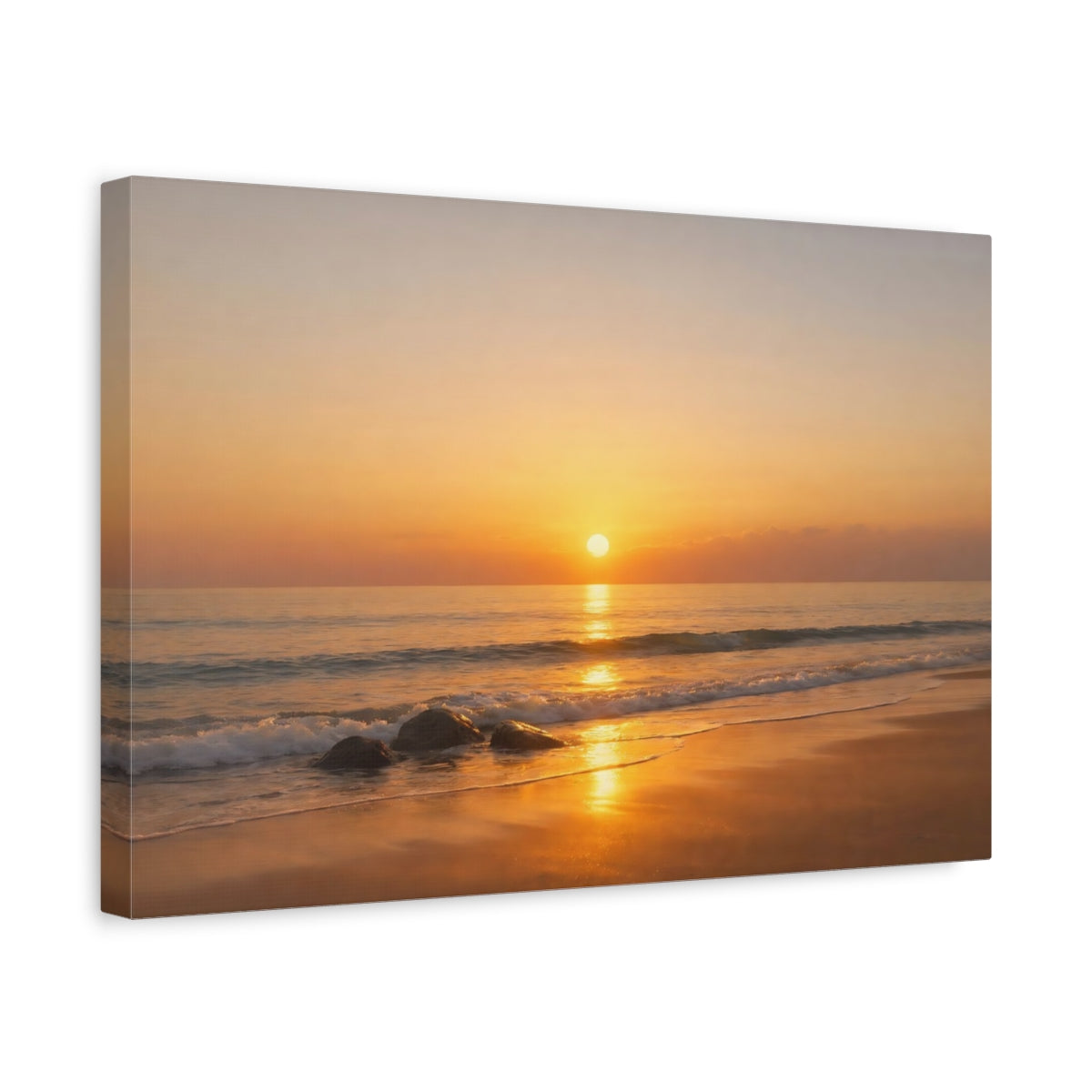 Nature Sunset Golden Beach - Canvas Wall Art Print