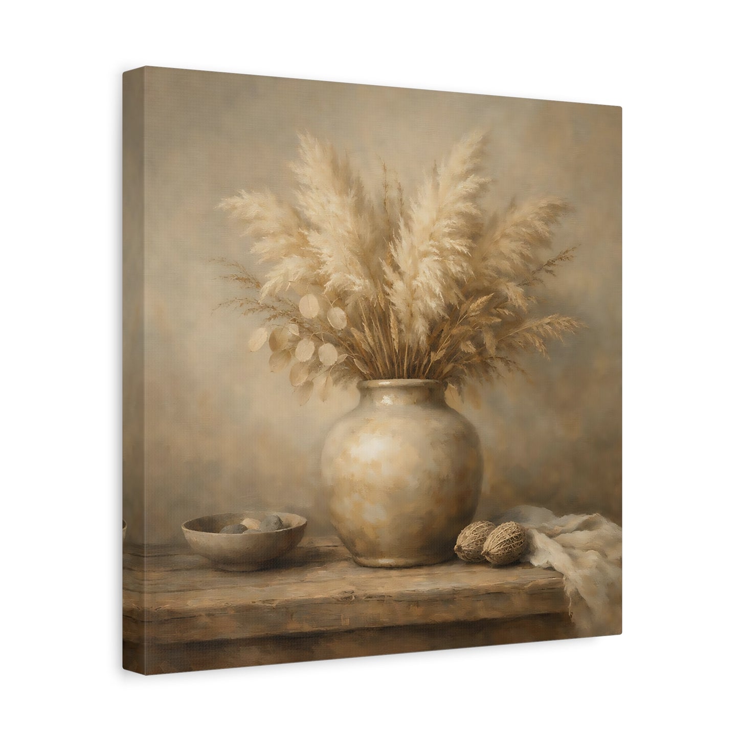 Nature Pampas Grass Brown And Beige - Canvas Wall Art Print