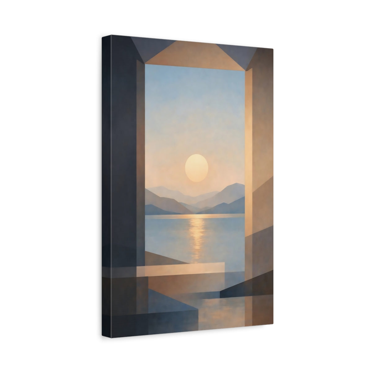 Nature Sunset Lake Blue And Orange - Canvas Wall Art Print
