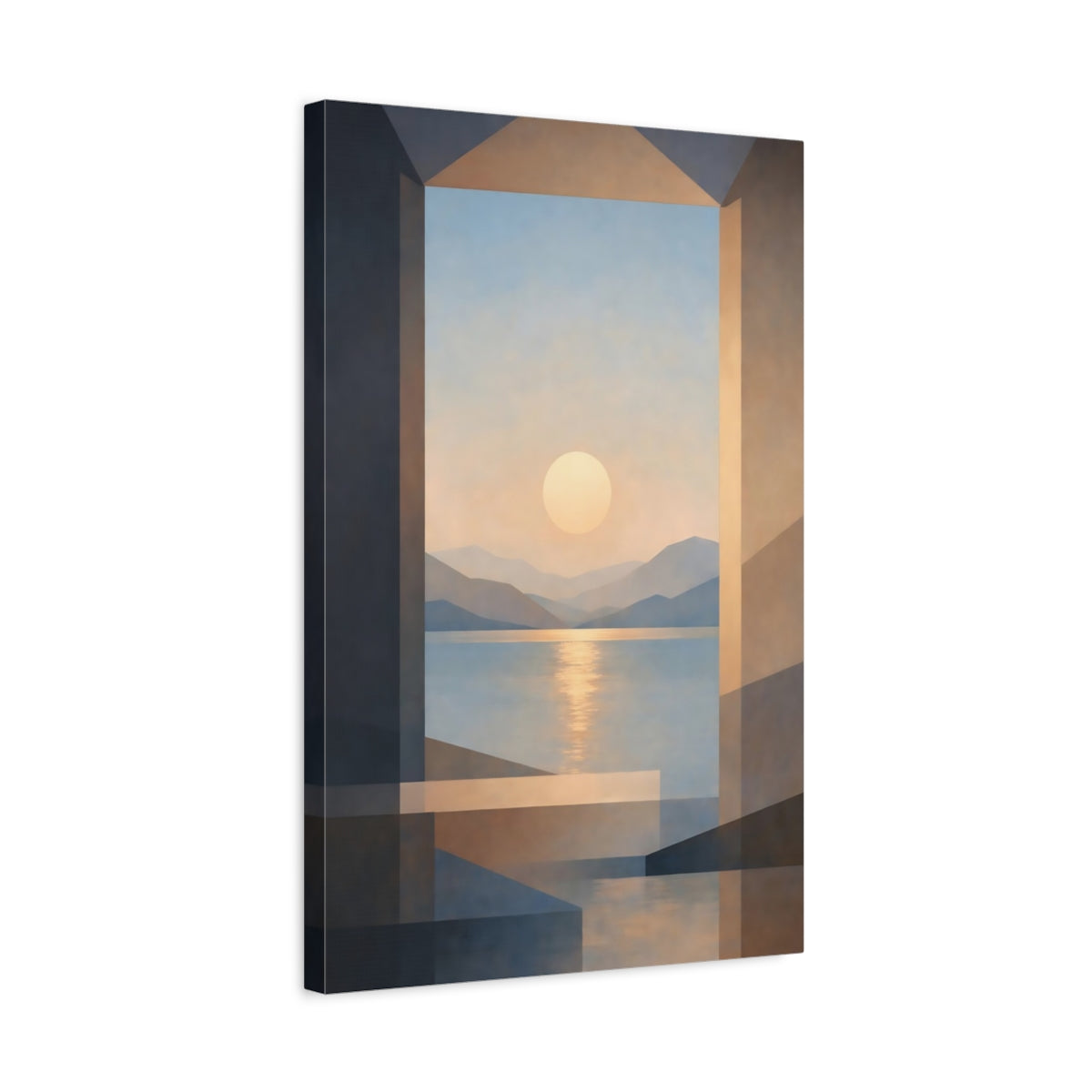 Nature Sunset Lake Blue And Orange - Canvas Wall Art Print