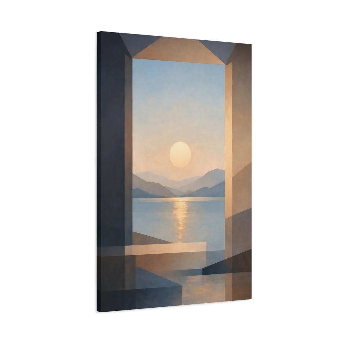 Nature Sunset Lake Blue And Orange - Canvas Wall Art Print