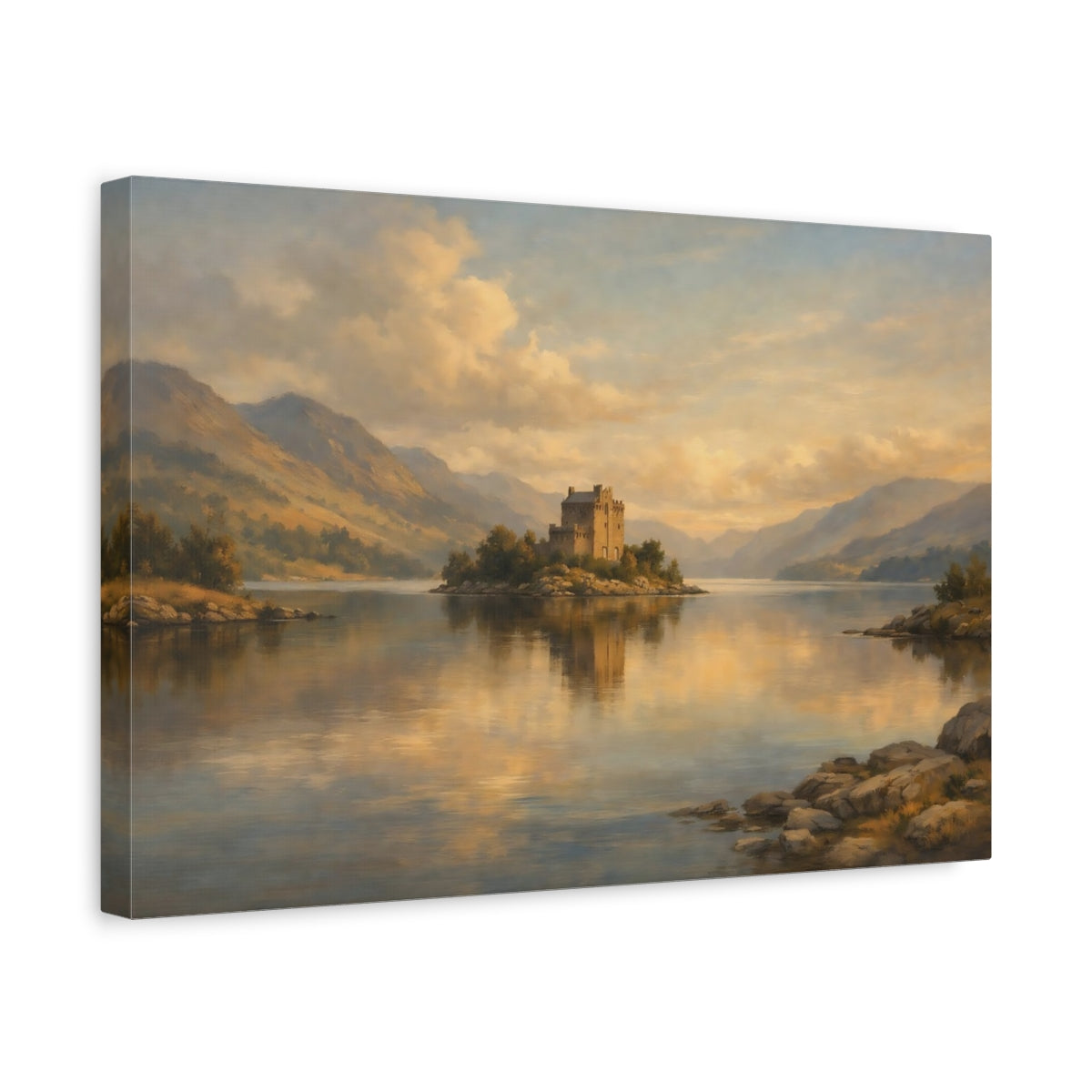 Side Mockup 4. Landscape Concrete Wall Cinematic Light Composition shown as stretched canvas wall art