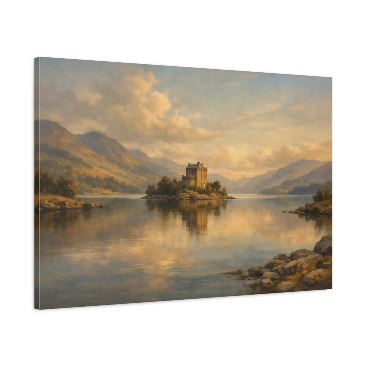 Side Mockup 1. Landscape Concrete Wall Cinematic Light Composition shown as stretched canvas wall art