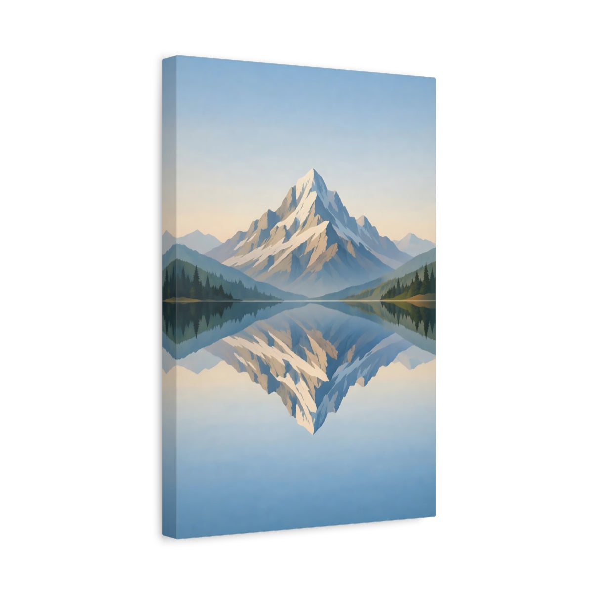 Nature Snowy Mountain Blue Lake - Canvas Wall Art Print