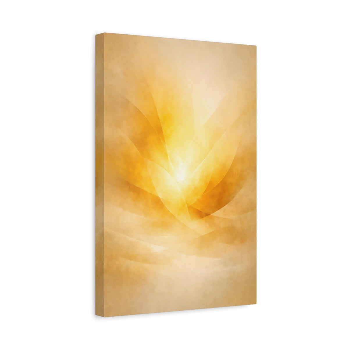 Side Mockup 4. Abstract Abstract Light Golden Abstract shown as stretched canvas wall art