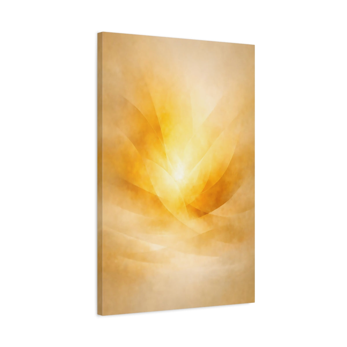Side Mockup 2. Abstract Abstract Light Golden Abstract shown as stretched canvas wall art
