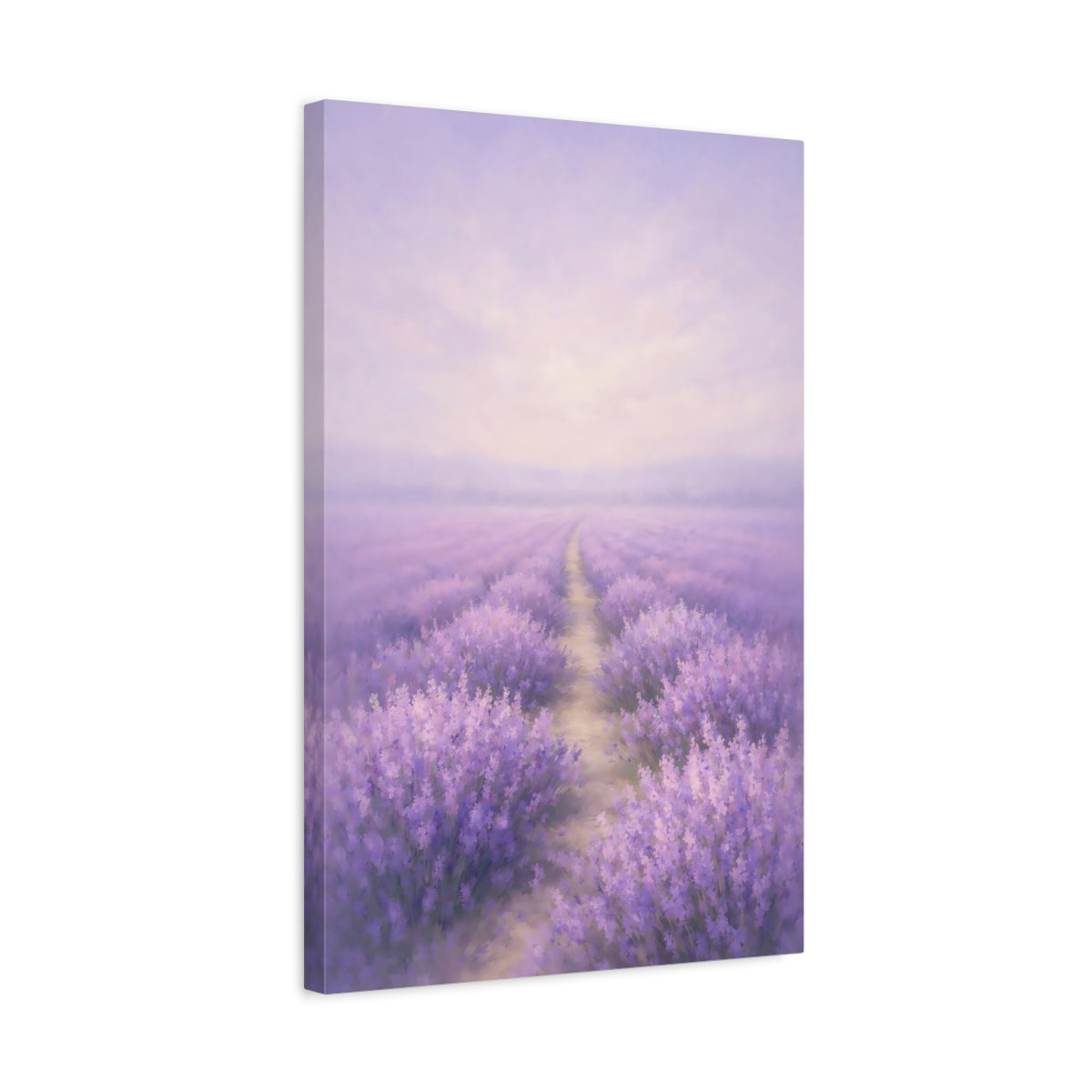 Side Mockup 3. Floral Lavender Field Lavender Field shown as stretched canvas wall art
