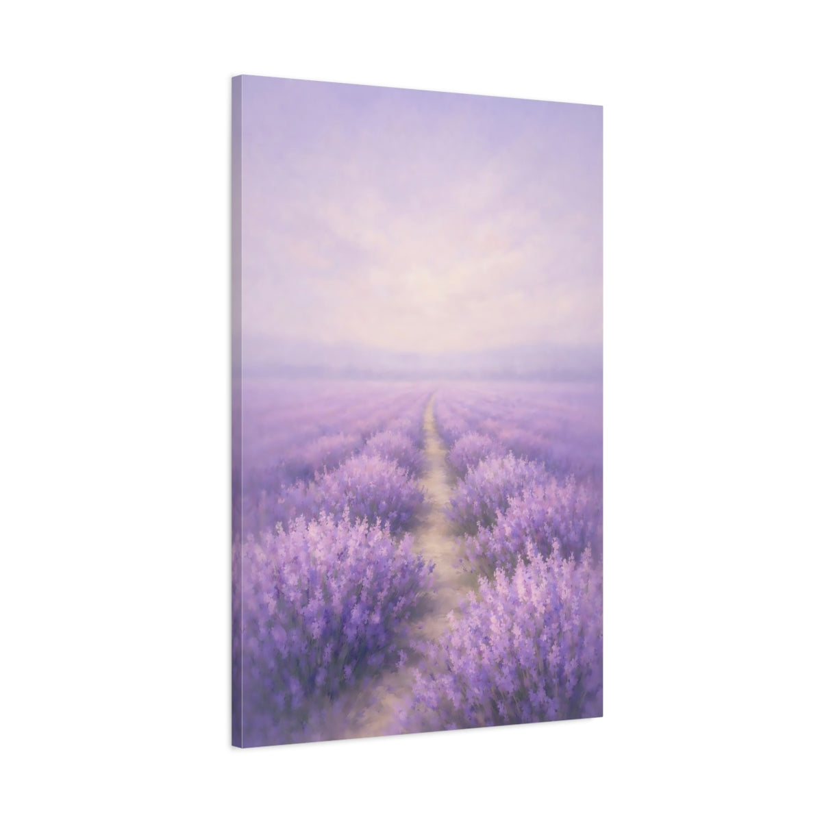Side Mockup 1. Floral Lavender Field Lavender Field shown as stretched canvas wall art