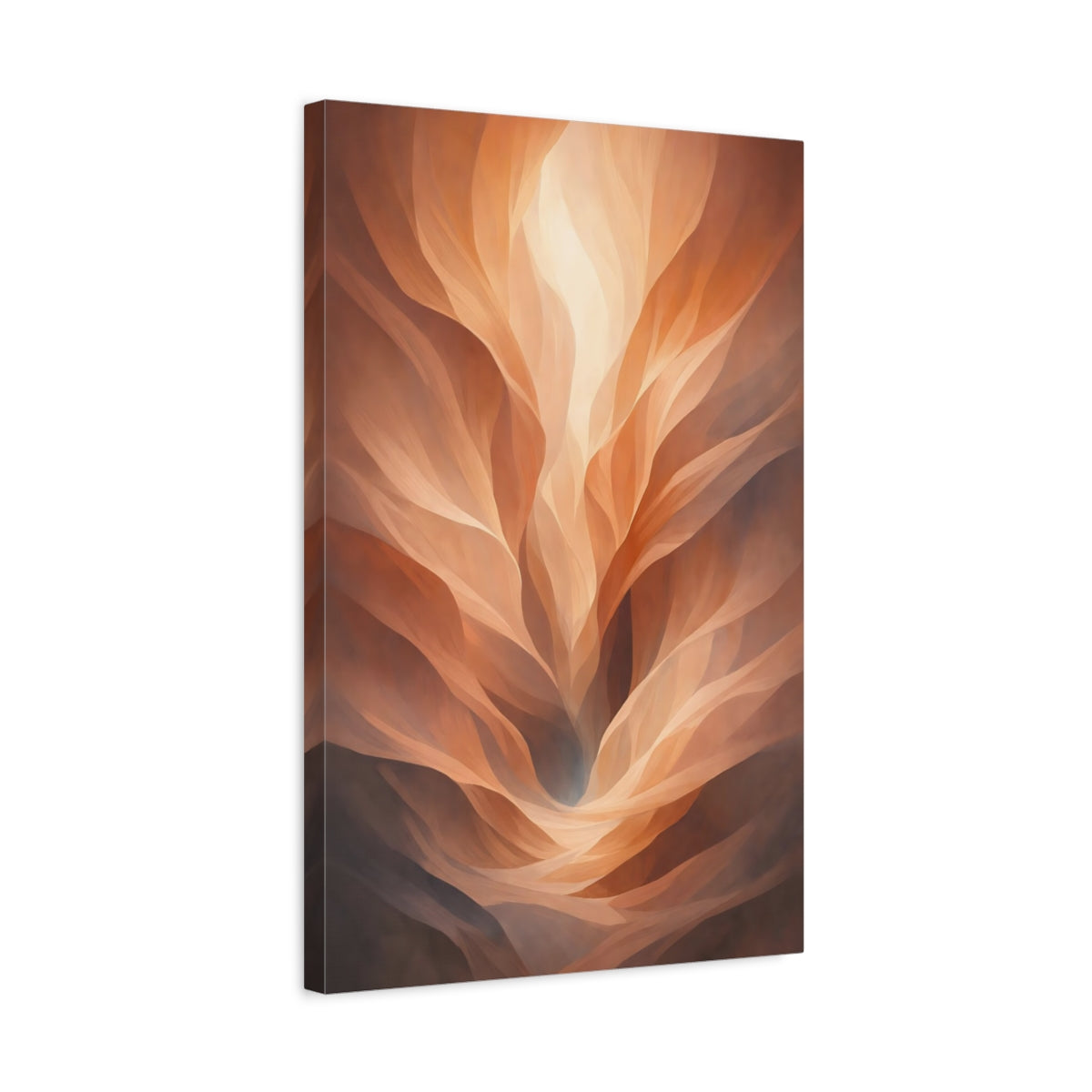 Side Mockup 3. Nature Abstract Dunes Orange And Brown shown as stretched canvas wall art