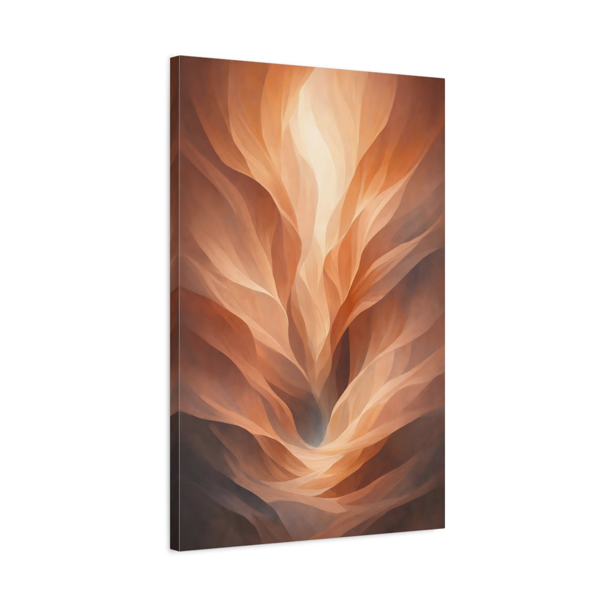 Side Mockup 2. Nature Abstract Dunes Orange And Brown shown as stretched canvas wall art