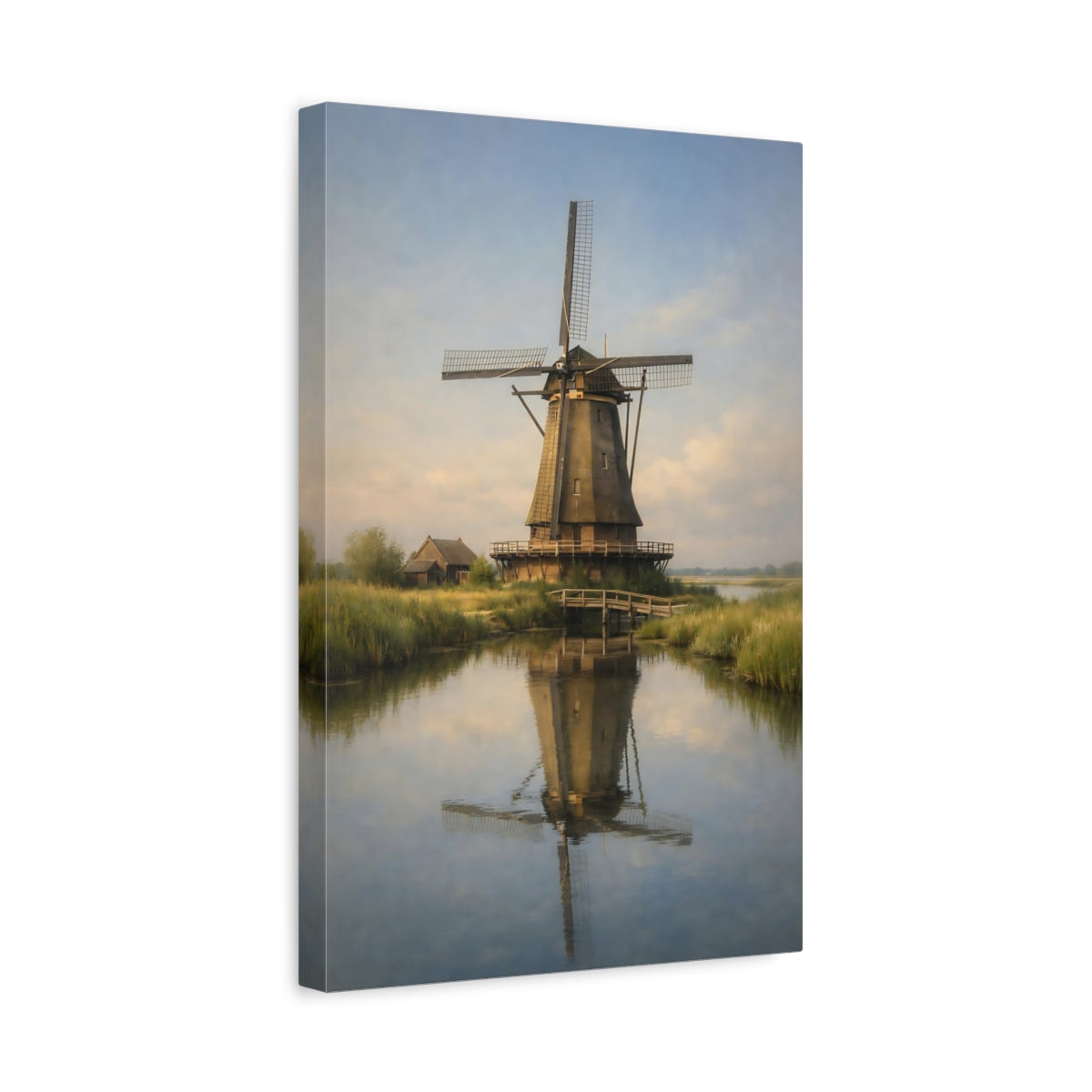 Side Mockup 4. Nature Windmill Rustic Windmill shown as stretched canvas wall art