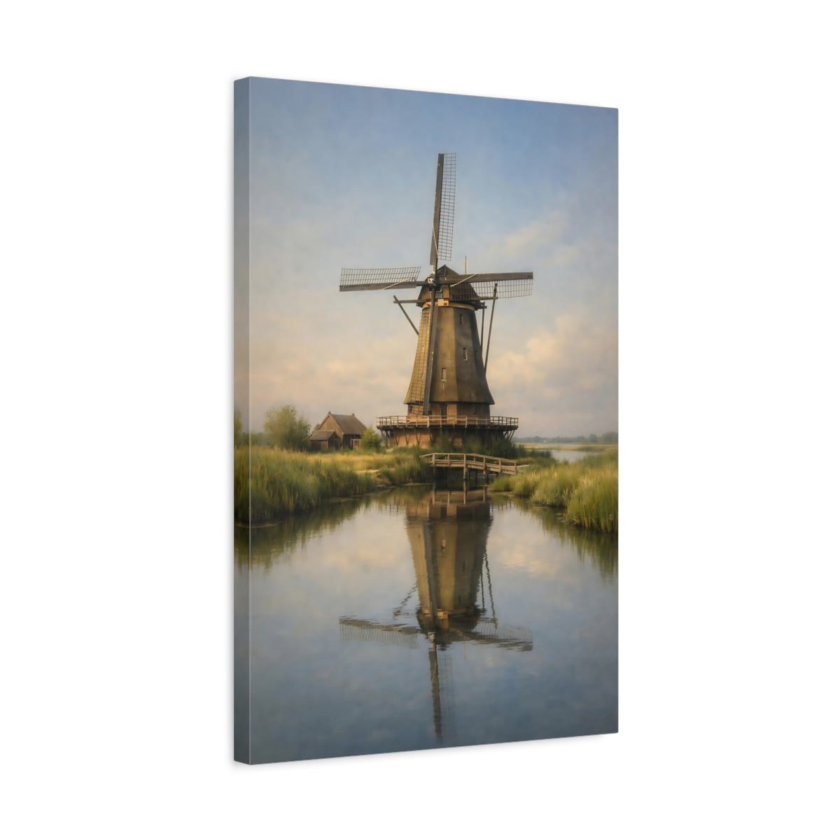 Side Mockup 3. Nature Windmill Rustic Windmill shown as stretched canvas wall art