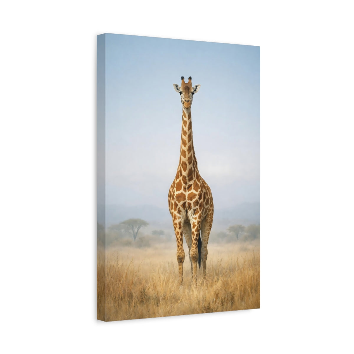 Side Mockup 4. Animals Giraffe Giraffe Wildlife shown as stretched canvas wall art