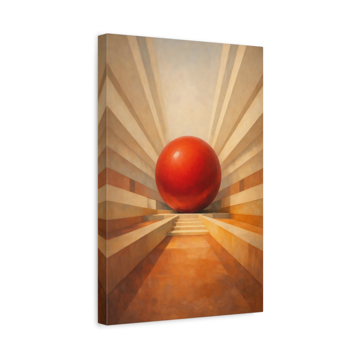 Side Mockup 4. Abstract Red Sphere Red Sphere Abstract shown as stretched canvas wall art
