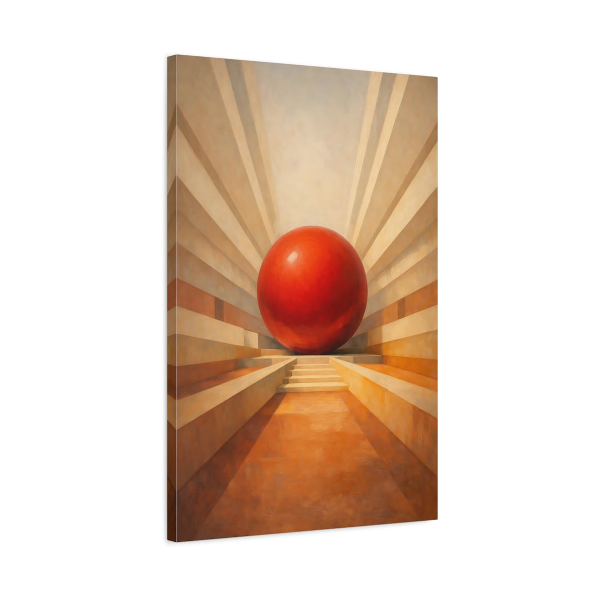 Side Mockup 2. Abstract Red Sphere Red Sphere Abstract shown as stretched canvas wall art