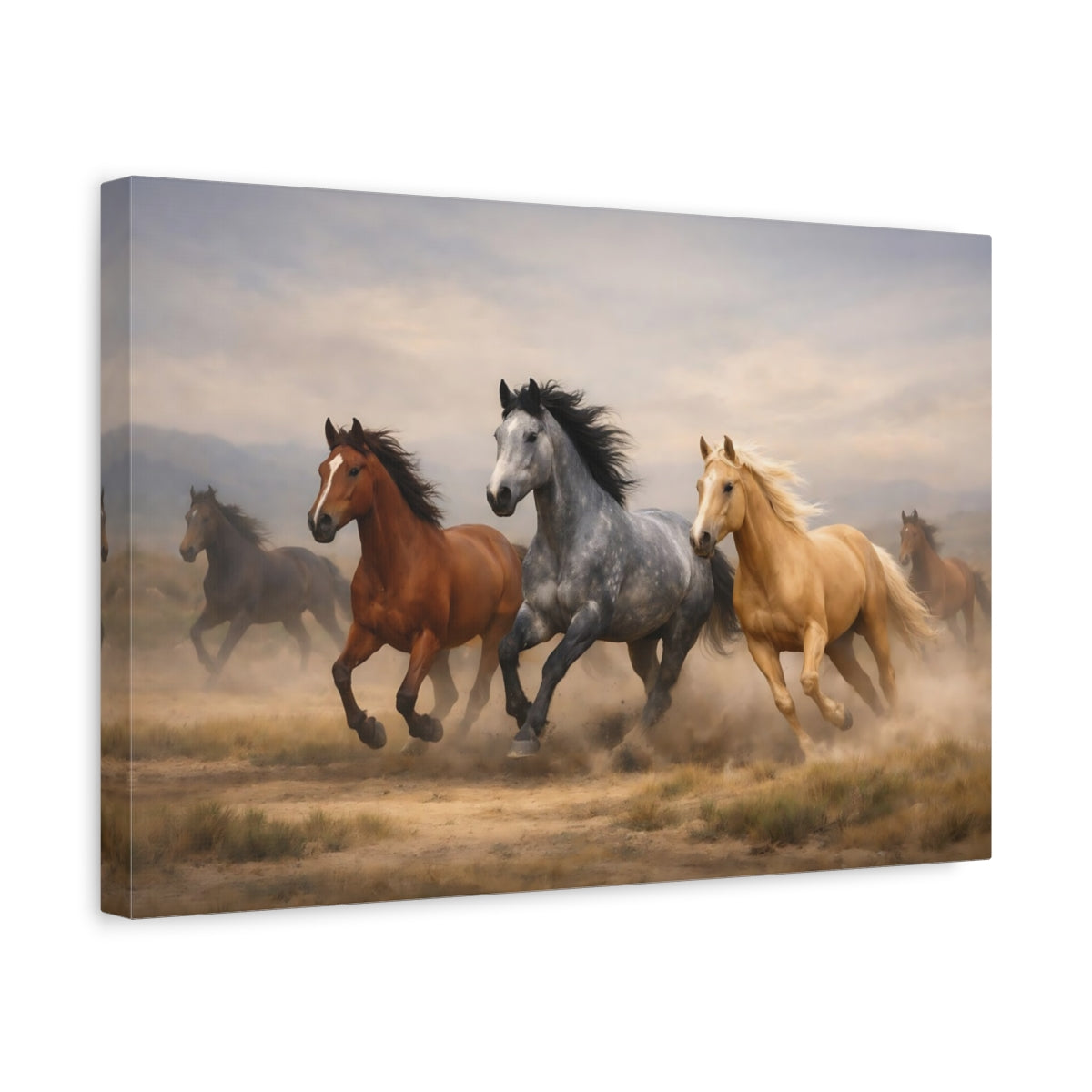 Nature Running Horses Animals - Canvas Wall Art Print