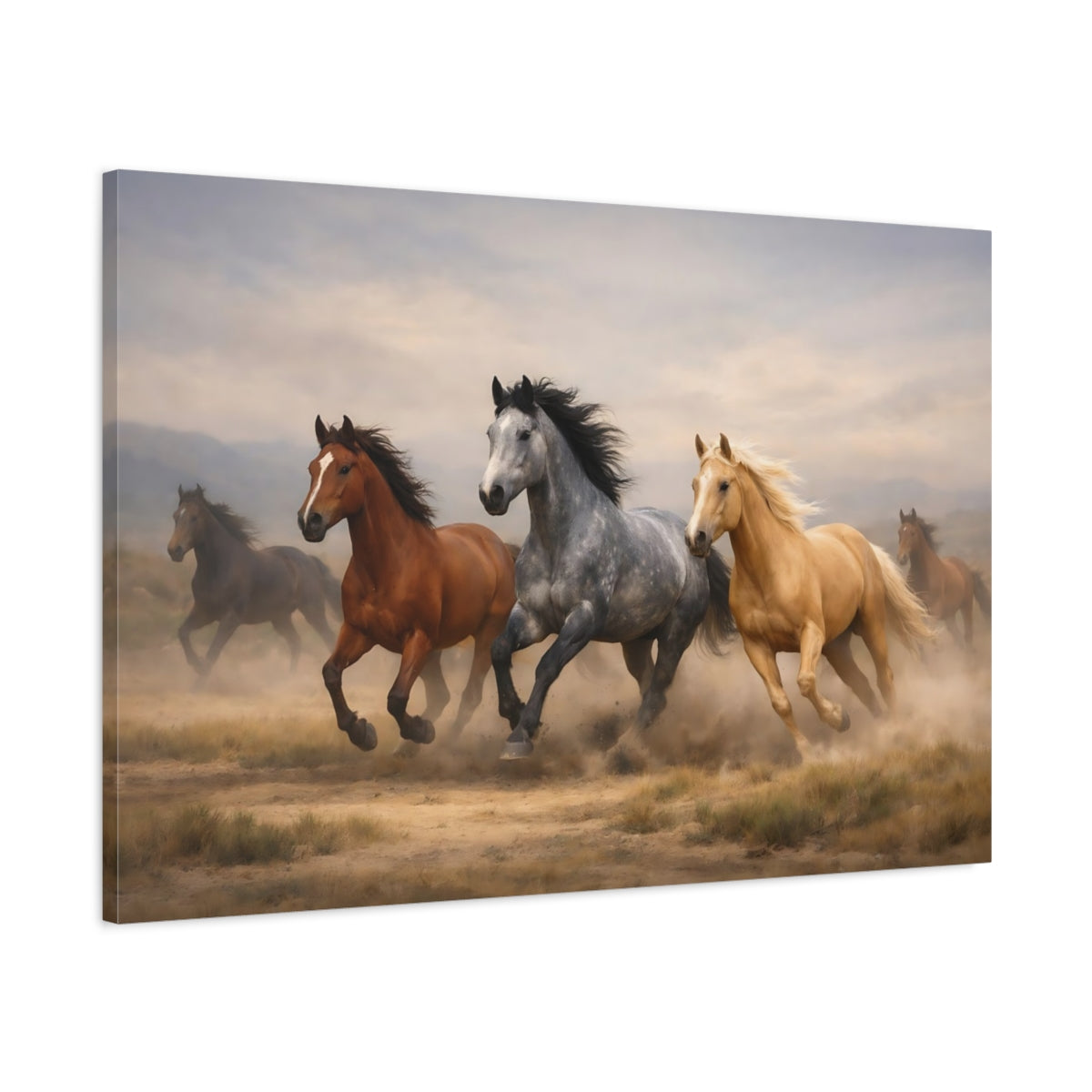Nature Running Horses Animals - Canvas Wall Art Print