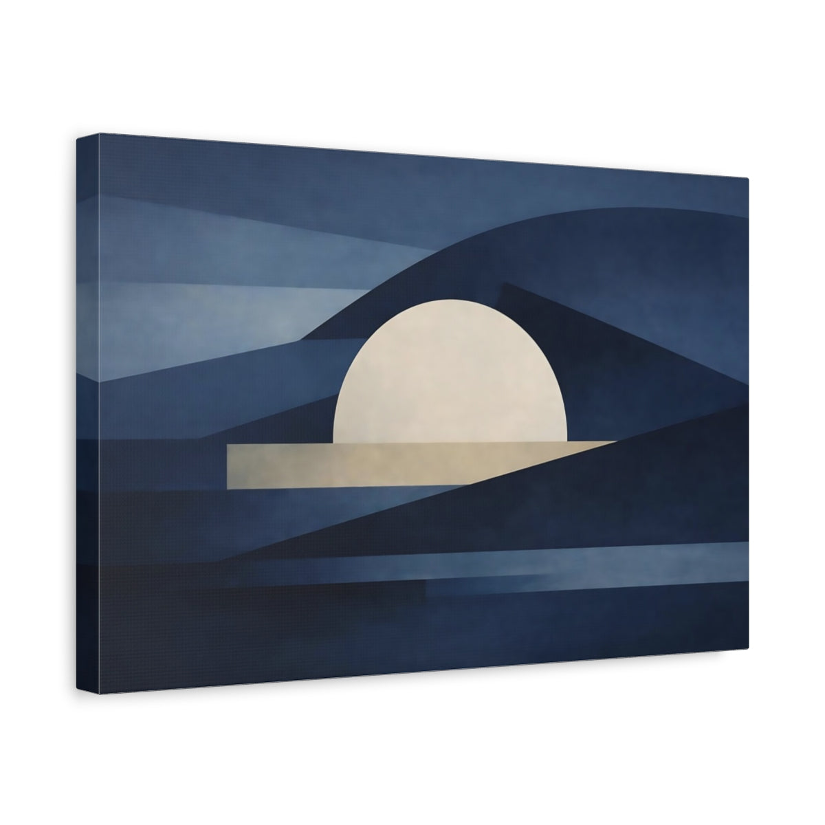 Abstract Sun Blue Geometric Landscape - Canvas Wall Art Print