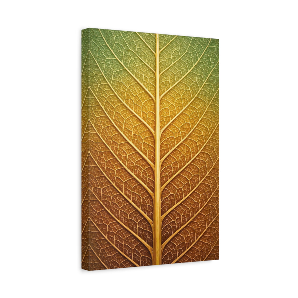 Nature Leaf Veins Green Gold - Canvas Wall Art Print