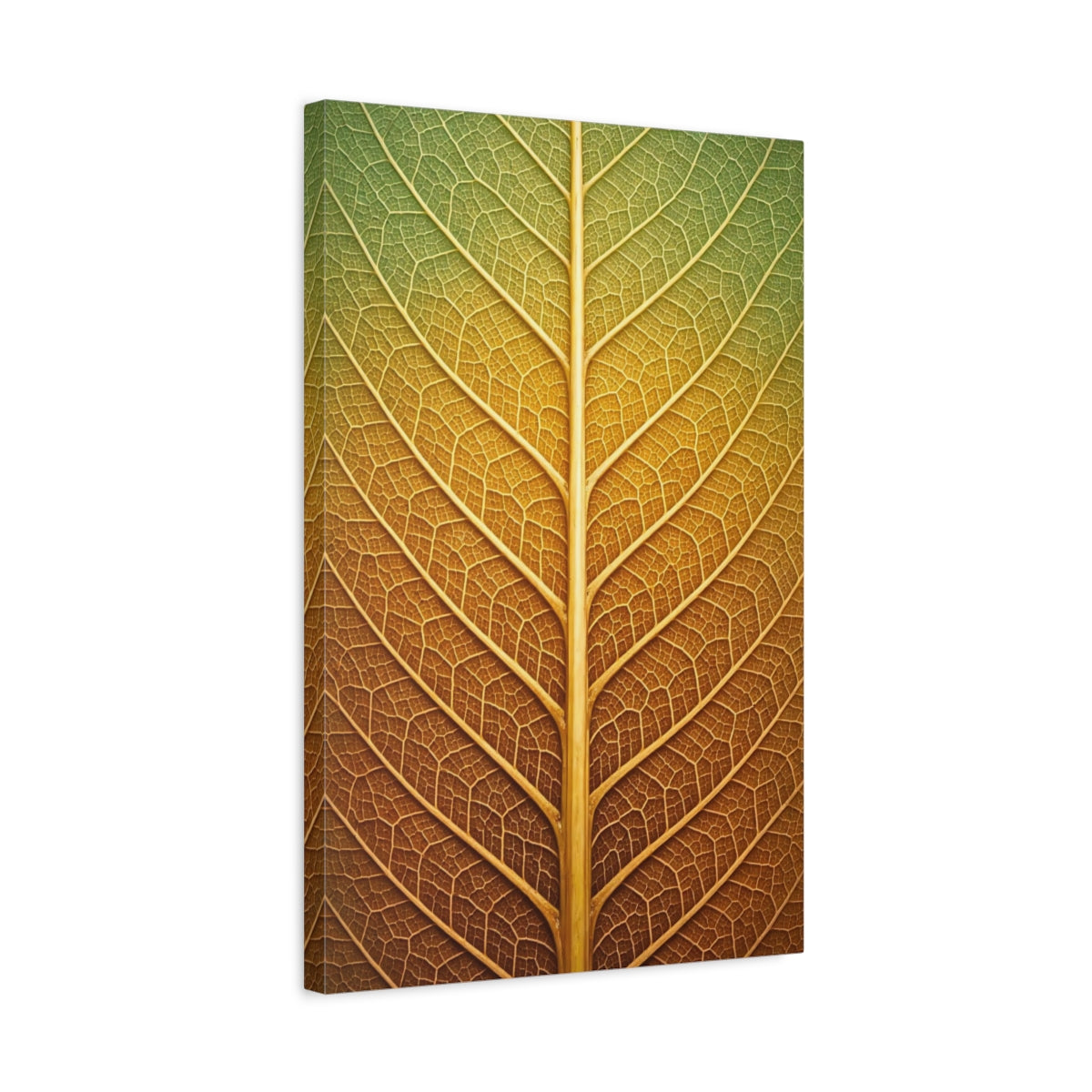 Nature Leaf Veins Green Gold - Canvas Wall Art Print