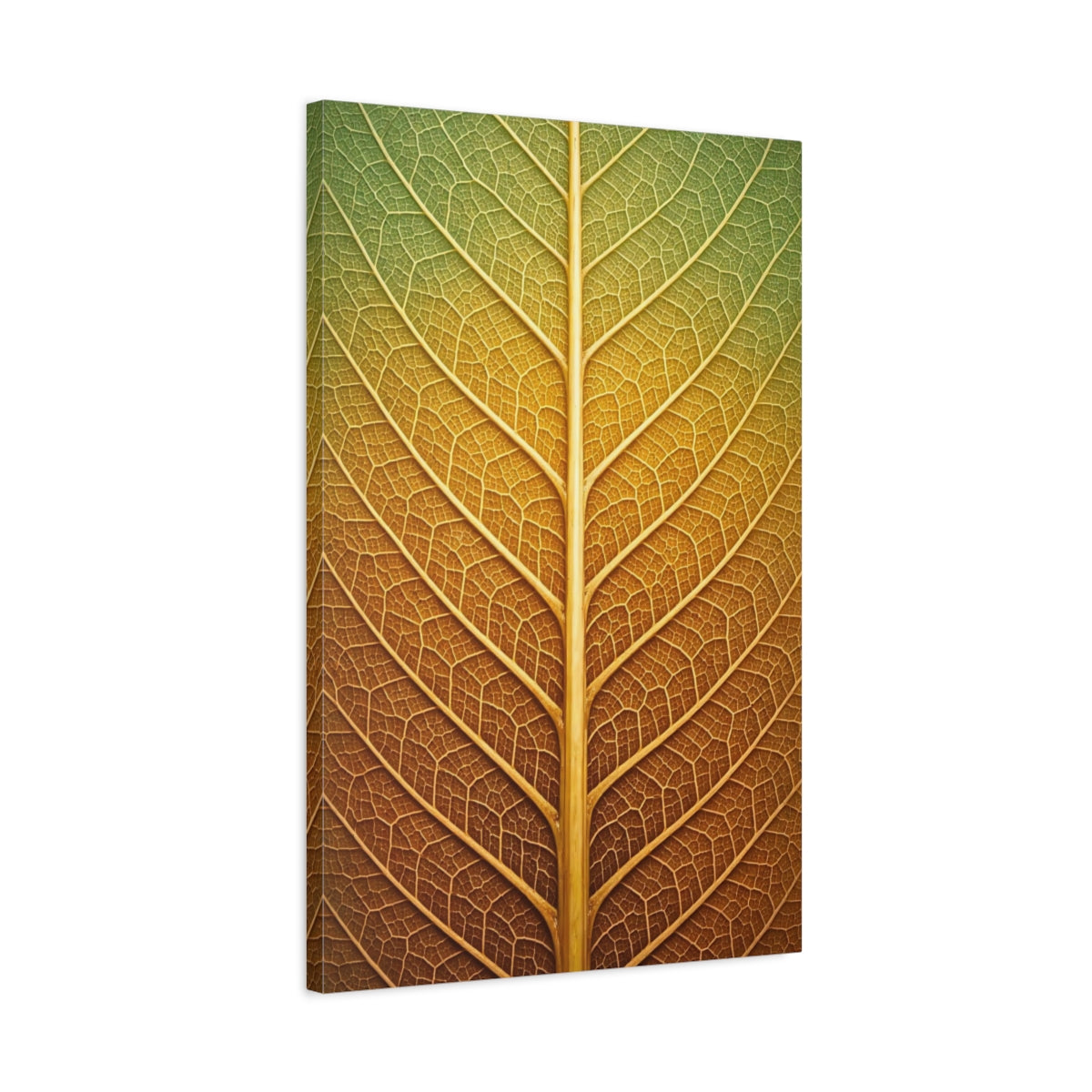 Nature Leaf Veins Green Gold - Canvas Wall Art Print