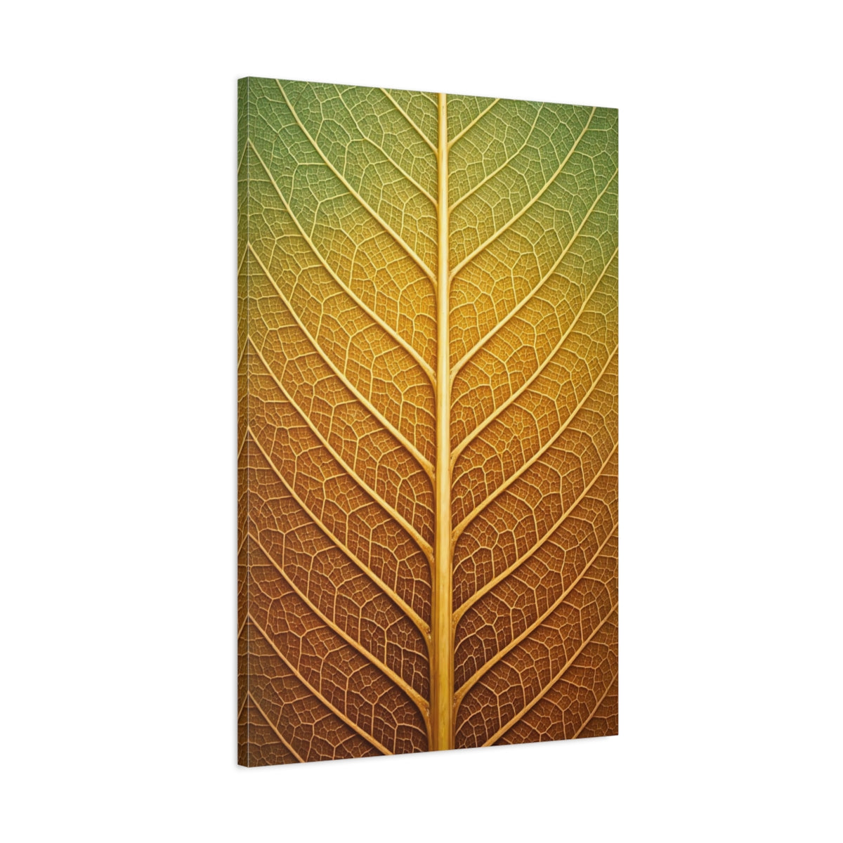 Nature Leaf Veins Green Gold - Canvas Wall Art Print