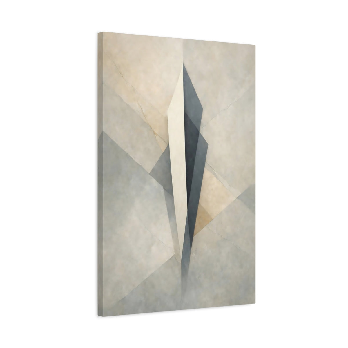 Side Mockup 2. Abstract Geometric Form Beige Grey Abstract shown as stretched canvas wall art