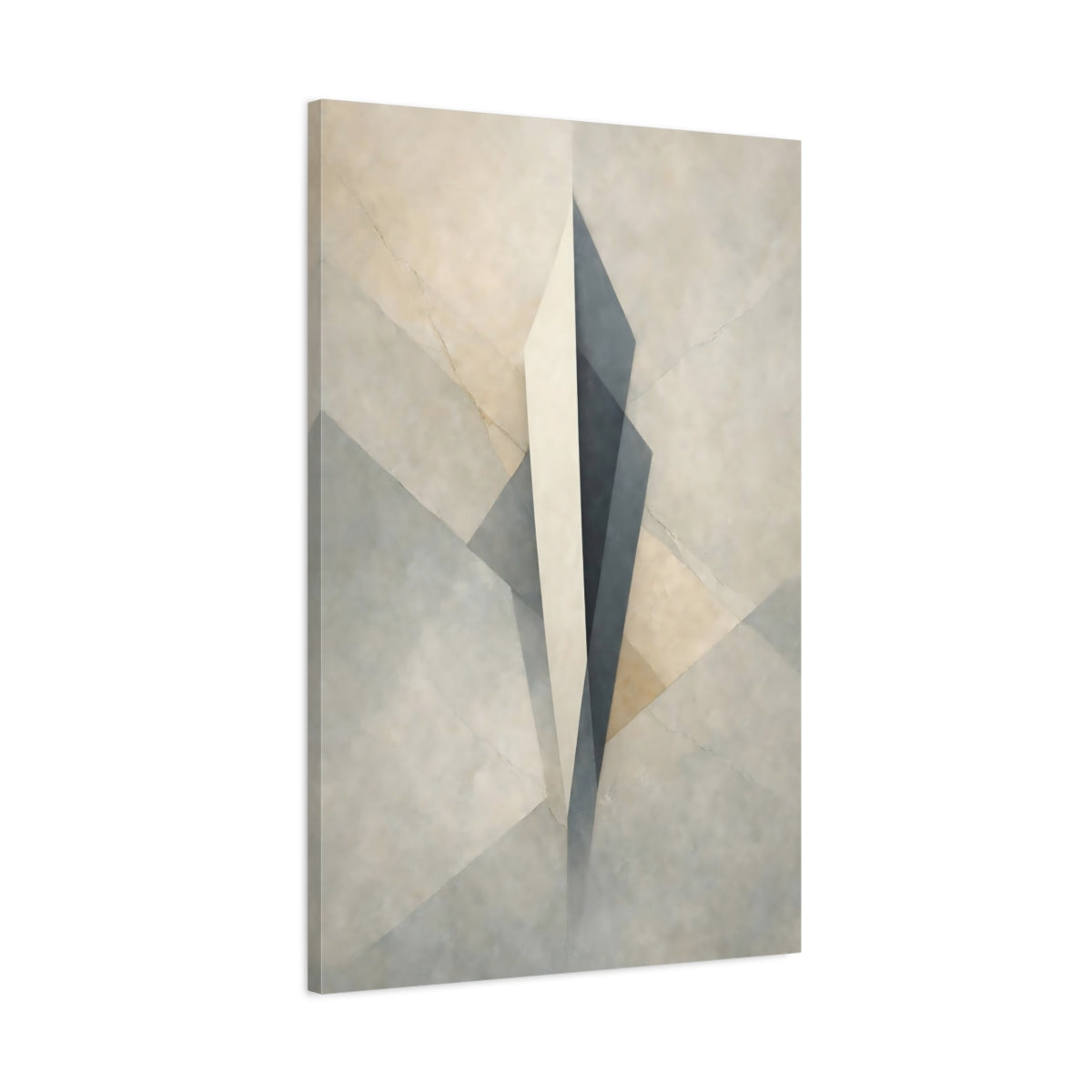 Side Mockup 1. Abstract Geometric Form Beige Grey Abstract shown as stretched canvas wall art