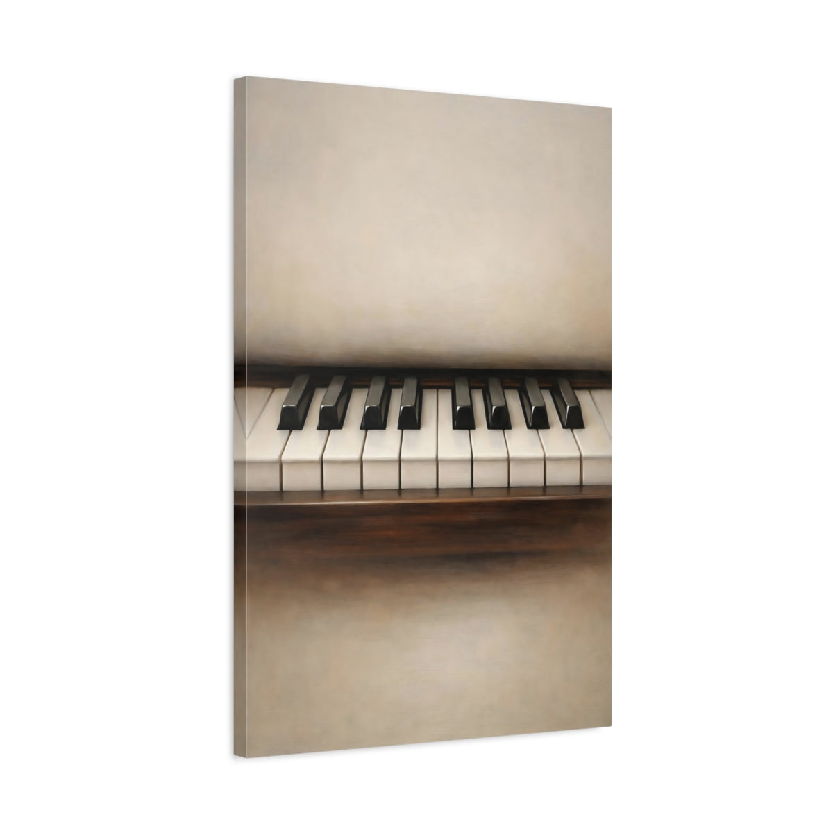 Side Mockup 2. Abstract Piano Keys Piano Keys Brown shown as stretched canvas wall art