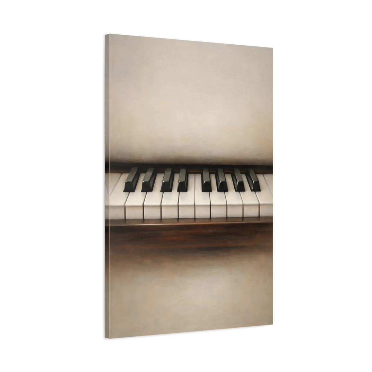 Side Mockup 1. Abstract Piano Keys Piano Keys Brown shown as stretched canvas wall art