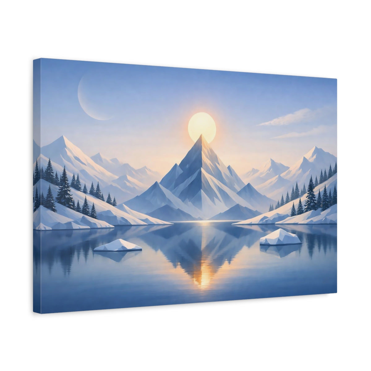 Geometric Winter Mountains Snowy Nature - Canvas Wall Art Print