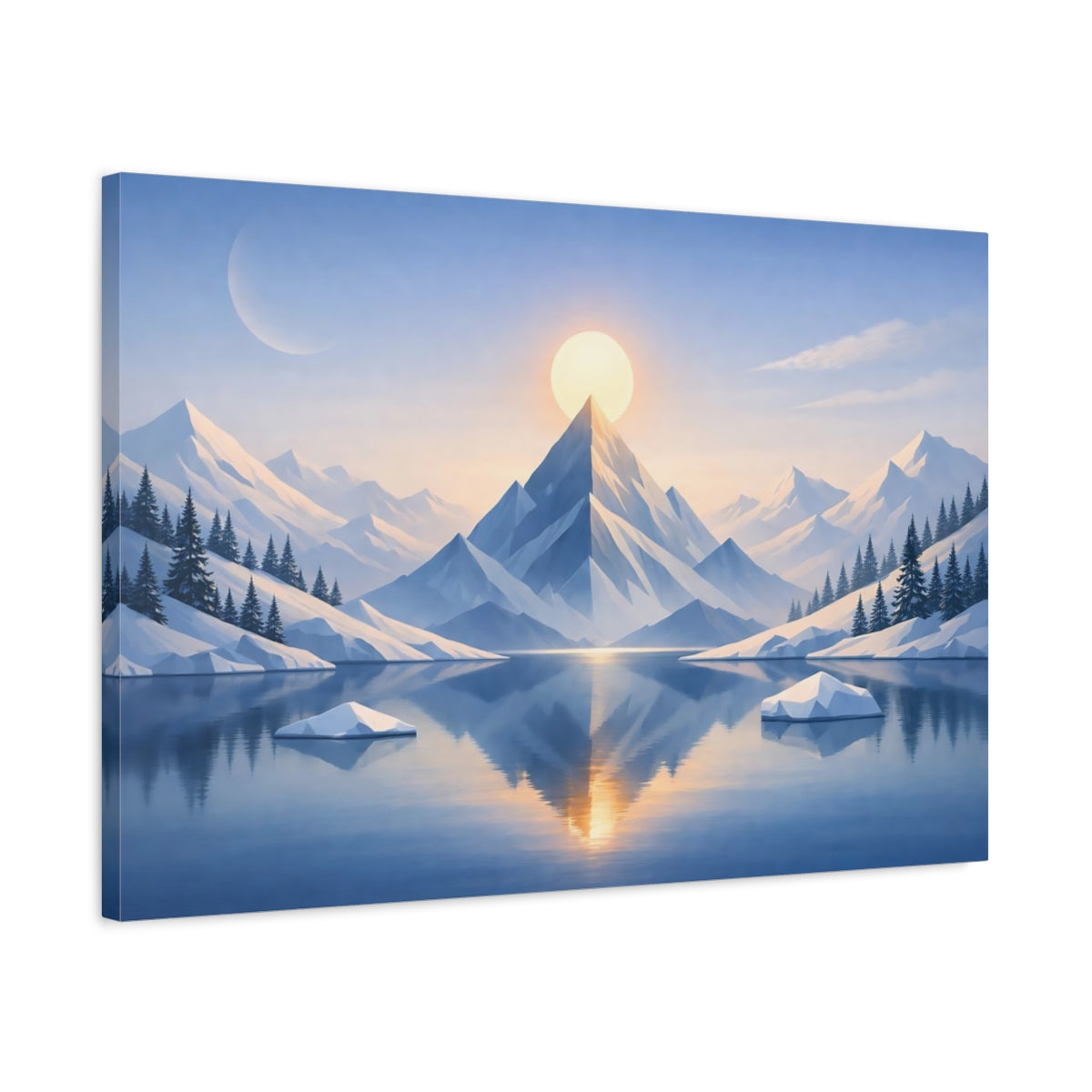 Geometric Winter Mountains Snowy Nature - Canvas Wall Art Print